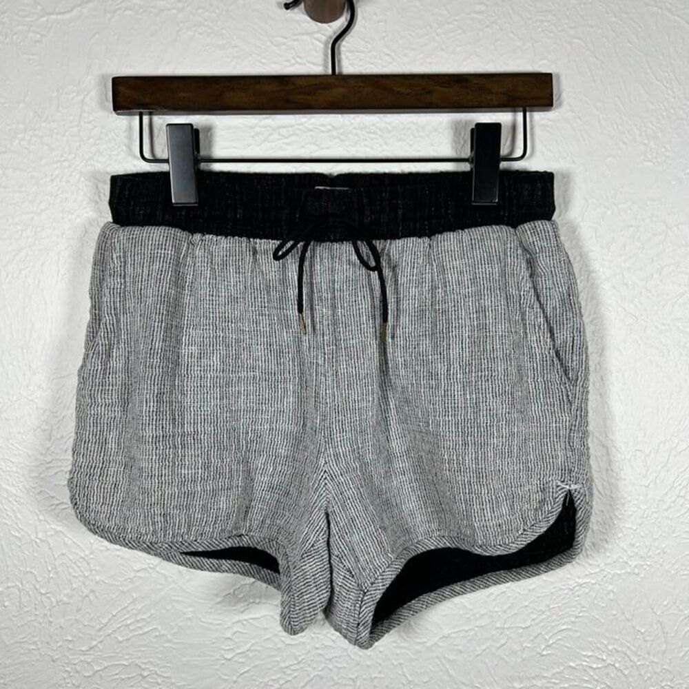 Madewell Comfy Linen Cotton Drawstring Pocket Shorts Black White Size Small - Picture 3 of 12